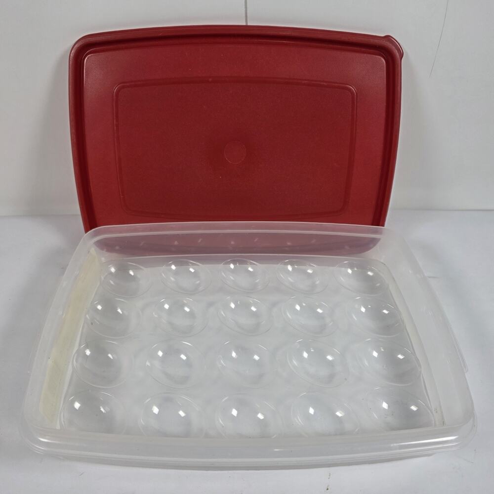 Rubbermaid Servin Saver Rectangle 20 Egg Keeper Storage Container Red Lid